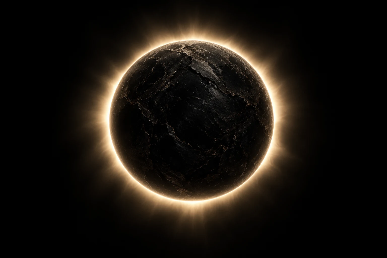 Obsidian sphere surrounded by an eclipse halo